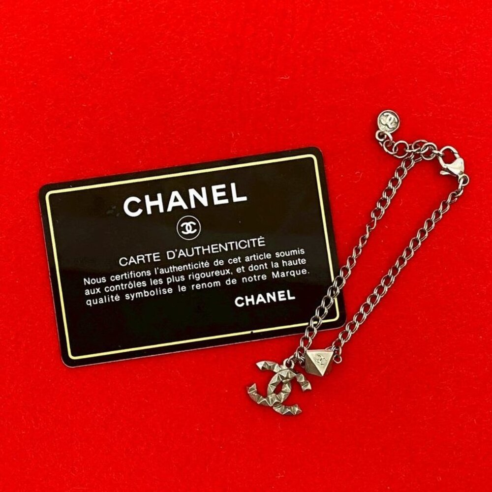 Chanel Coco Mark Motif Metal Chain Bracelet Bangle Accessory 12A